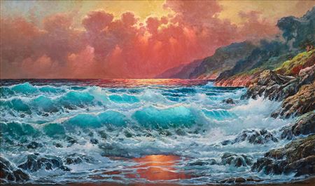 Sample artwork by Alexander Dzigurski II (Born 1968), known for seascape, mountain landscape, portrait - View similar artists and auction records