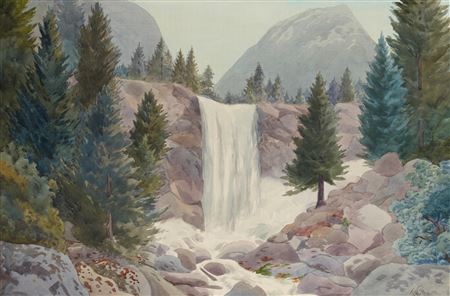 Vernal Falls (Yosemite Valley) by John Theiss - Auction record, sale price, and art valuation. Compare with similar artists and explore comparable artworks.