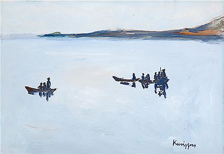 Pêcheurs dans des eaux calmes by Orestis Kanellis - Auction record, sale price, and art valuation. Compare with similar artists and explore comparable artworks.