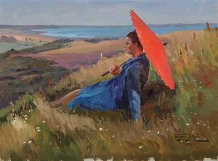 Sample artwork by Sigurd Solver Schou (1875 - 1944), known for landscape, coastal painting - View similar artists and auction records