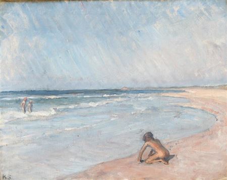 Bathing children, the North Sea