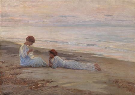 “Unge Piger ved Stranden”. Young girls on the beach