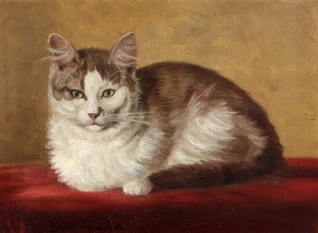 Portrait of a cat. by Knud Olsen - Auction record, sale price, and art valuation. Compare with similar artists and explore comparable artworks.
