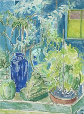Still life with plants and vases by Christine Swane - Auction record, sale price, and art valuation. Compare with similar artists and explore comparable artworks.