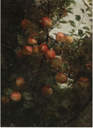 “Voksende Æblegren med modne Æbler”. An apple bough with ripe apples