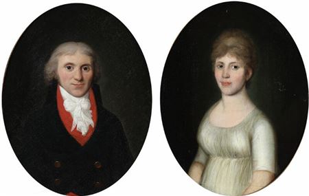 A pair of portraits of merchant Johan Gottfried Eschricht and his wife Maren Kjellerup