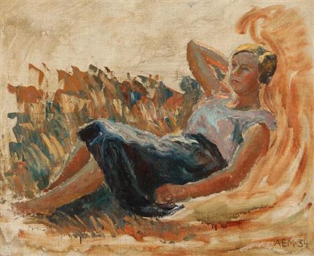 A woman lying in the grass