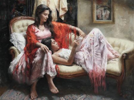 Reading by Vicente Romero - Auction record, sale price, and art valuation. Compare with similar artists and explore comparable artworks.