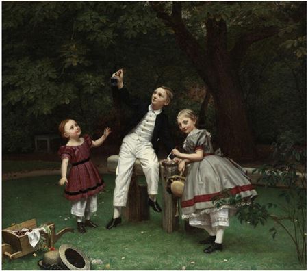 Three children blowing bubbles by Henrik Olrik - Auction record, sale price, and art valuation. Compare with similar artists and explore comparable artworks.