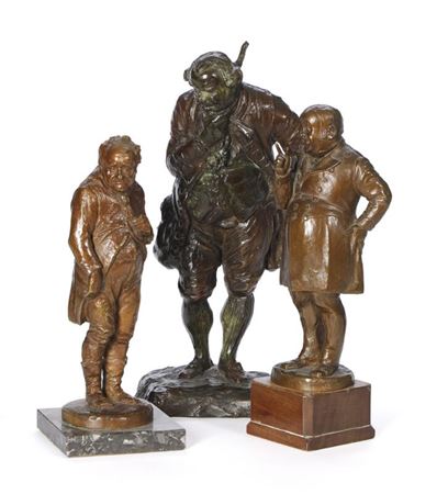 A collection of three sculptures of Royal actor Olaf Rye Poulsen (1849–1923)