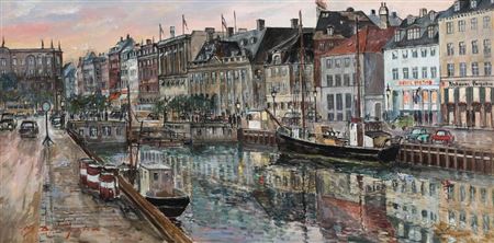 Scenery from Nyhavn, Copenhagen. by Lis Bjergsted - Auction record, sale price, and art valuation. Compare with similar artists and explore comparable artworks.