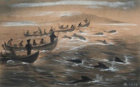 Pilot whale hunting
