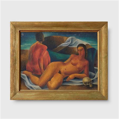 Nudes with Skull, 1949 by Nancy Borlase - Auction record, sale price, and art valuation. Compare with similar artists and explore comparable artworks.