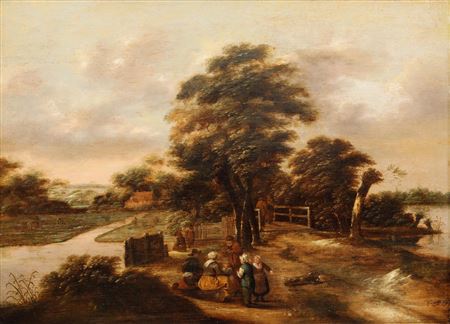 Company seated in a landscape