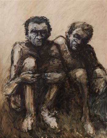 Pair of hunched figures
