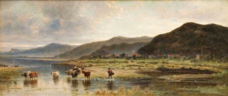 Mountainous landscape with cows, 1876