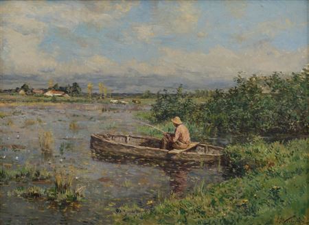 Fisherman on the lake