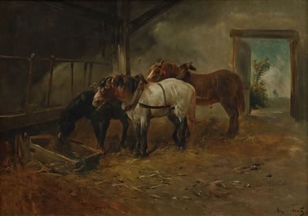 Horses in the stable