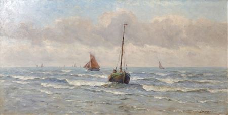 Fishing Boats at Ostend by Herman Van den Berghe - Auction record, sale price, and art valuation. Compare with similar artists and explore comparable artworks.