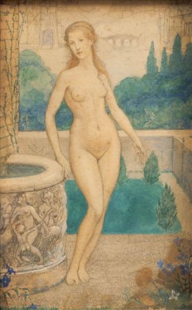 Untitled (Nude by well in medieval setting), 1900.