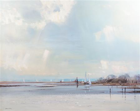 Sailing boats on an estuary
