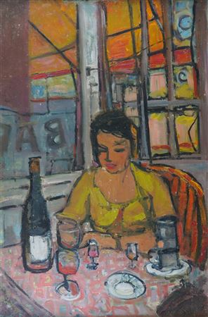 Woman in a bar