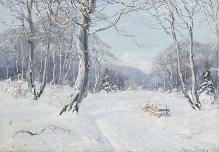 Trail through the Forest in Winter by Ejner Thornvig - Auction record, sale price, and art valuation. Compare with similar artists and explore comparable artworks.