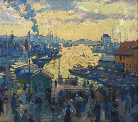 BERGEN, NORWAY HARBOR by Herman Henry Wessel - Auction record, sale price, and art valuation. Compare with similar artists and explore comparable artworks.