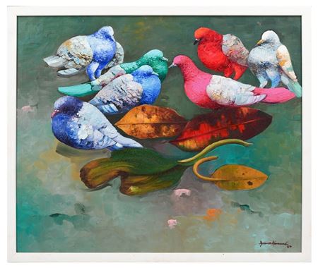 Brightly Colored Pigeons