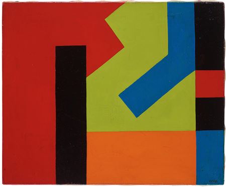 Sample artwork by Bengt Orup (1916 - 1996), known for geometric abstract painting, glass art, sculpture - View similar artists and auction records