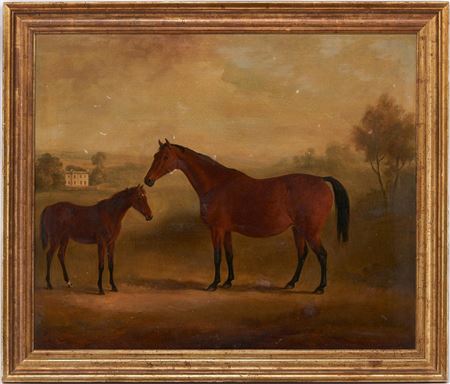 Portrait of a Horse and Foal in a Landscape Setting