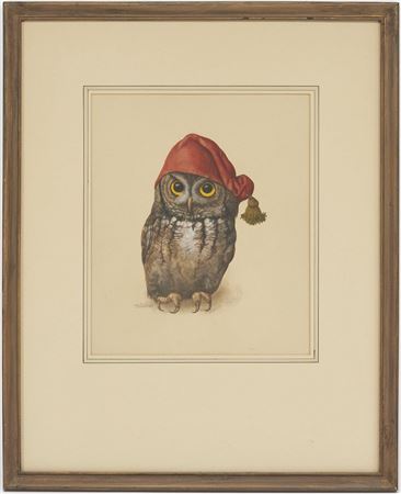 "Screech Owl with Red Cap"