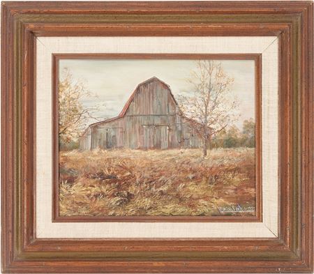 Barn in a Landscape Under a Cloudy Sky