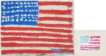 Folk Art American Flag Paintings (2)