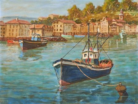 Fishing cakes in front of the quay of Ciboure