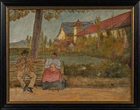 On the bench in the park of the castle, 1896.