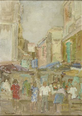 View of the city with passers-by, 1970