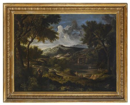 LANDSCAPE WITH SHEEPHERDS AND WALKERS