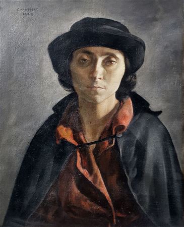 Jeune femme au chapeau noir