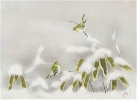 Snow and small birds