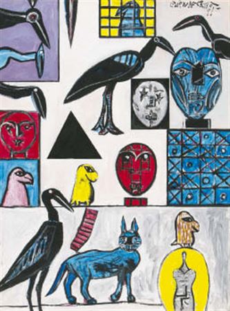 Faces 4 Birds 10 Cat 1 by Genichiro Inokuma - Auction record, sale price, and art valuation. Compare with similar artists and explore comparable artworks.