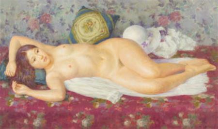 Lying nude