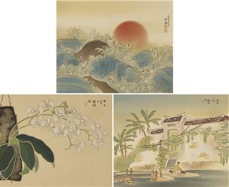 Phalaenopsis orchird; A peaceful village; A rising sun