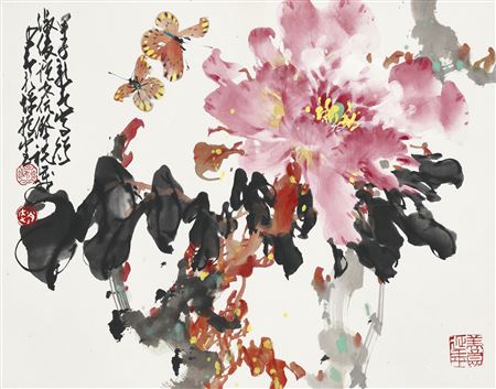 Butterflies and Peony