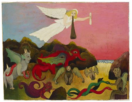 The Voice of the Fifth Angel by Minnie Jones Evans - Auction record, sale price, and art valuation. Compare with similar artists and explore comparable artworks.