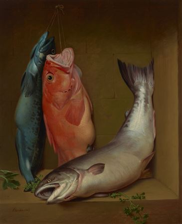 Ling Cod, Red Vermillion and Salmon by Samuel Marsden Brookes - Auction record, sale price, and art valuation. Compare with similar artists and explore comparable artworks.