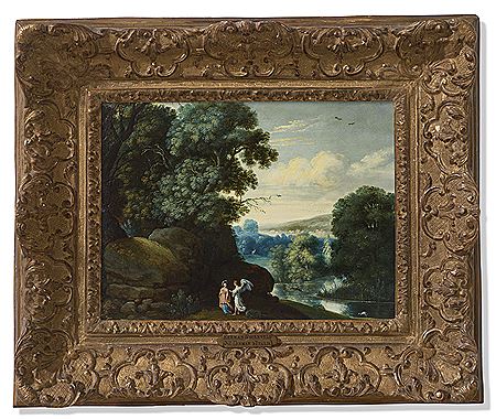 Hagar and the Angel in an extensive landscape