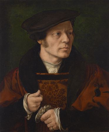 Portrait of a gentleman holding gloves, half-length