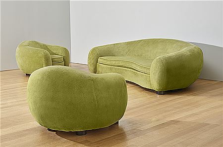 'OURS POLAIRE' SOFA AND PAIR OF ARMCHAIRS, CIRCA 1952 by Jean Royere - Auction record, sale price, and art valuation. Compare with similar artists and explore comparable artworks.
