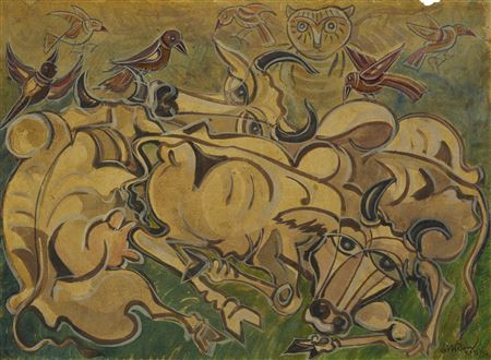 Untitled (Bulls and Birds)